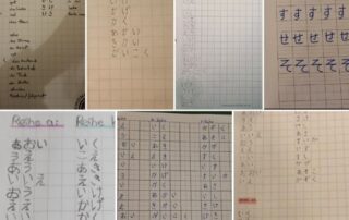 Die Schüler des Japanischkurses sind fleißig am Japanisch lernen.