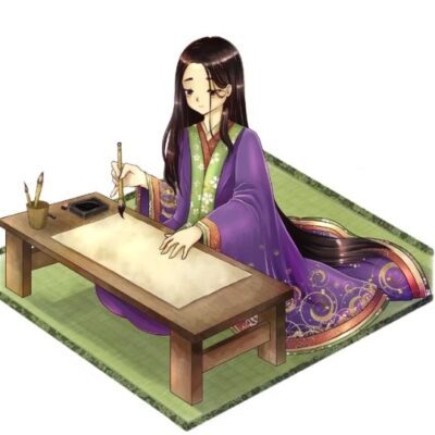 Geisha-Hiragana-Buch-Art Momoiro hat für das neue Buch von japanischlernen.at eine wunderschöne Geisha aus ihren Stiften gezaubert.