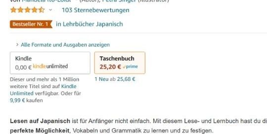 Das Japanischbuch 'Japanisch lesen für Anfänger' von Manuela Ito-Loidl bietet großen Erfolg beim Japanisch lernen.