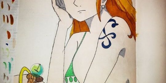 Die Navigatorin der Strohhutbande, Nami, von One Piece wurde ebenfalls von Manuela Ito-Loidl im Inktober gezeichnet.