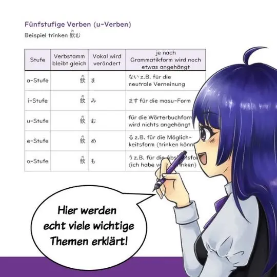 Viki von japanischlernen.at zeigt dir kleine Einblicke in das Buch, welche dir beim Japanisch lernen helfen sollen.