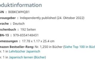 Japanische Grammatik und Vokabeln für Anfänger hat den ersten Platz bei Amazon ergattert.