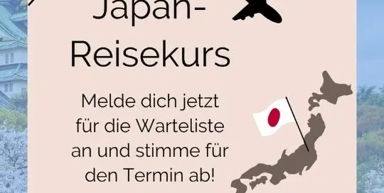Dieses Angebot umfasst einen Videokurs zum Thema Japanreise und einen Live-Termin mit Manuela Sensei, in dem sie dir in ungefähr 3 1/2 Stunden alles näher bringt, was du für deine Reise benötigst.