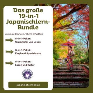 Du interessierst dich für ein bestimmtes Thema beim Japanischlernen? Dann bist du hier richtig! Wähle eines unserer 3 Japanischlern-Pakete, um dein Wissen zu erweitern.
