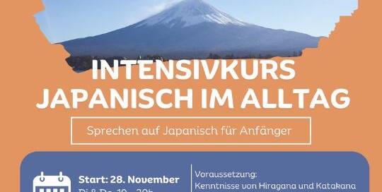 Du willst dich in Japan verständigen können? Dann ist dieser Kurs genau das Richtige für dich! Innerhalb von 9 Wochen helfen dir Conny-Sensei und Elli-Sensei dabei, Sprechhürden zu überwinden. Vorraussetzung: Du hast bereits Hiragana und Katakana gelernt!