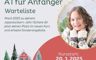 Aufgepasst! Das Wartelistenangebot geht nur noch bis morgen, den 12. Dezember. Schlag jetzt noch zu und sichere dir extra Goodies zum neuen A1 Japanischkurs für absolute Anfänger!