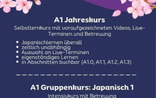 Welcher Japanischkurs passt zu dir? Finden wir es heraus! Für Anfänger:innen haben wir zwei Kursvarianten im Angebot: Unser A1 Jahreskurs-Programm und A1 Gruppenkurse.
