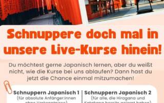 Du suchst nach dem geeigneten Japanischkurs für dich? Selbstlernkurse sind nicht so dein Ding und du hättest lieber wöchentliche Online-Meetings, um motiviert zu bleiben?