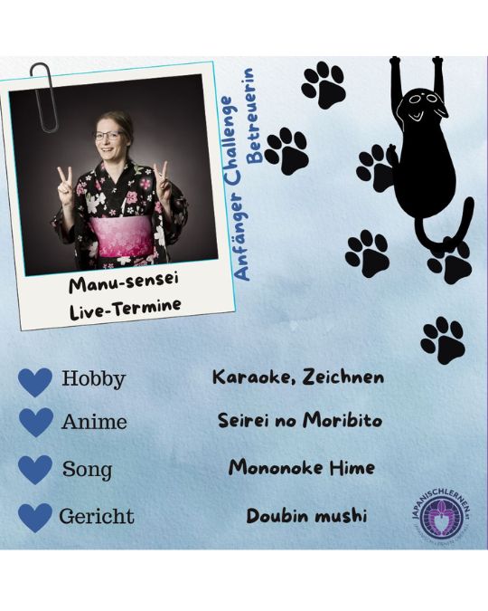 Lerne deine Sensei von der Japanischlernchallenge für Anfänger kennen! Diesmal ist Manu-sensei dran.