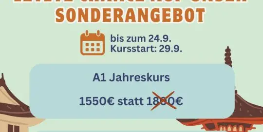 Am 29. September beginnt unser neues A1 Jahresprogramm für Anfänger. Bis heute hast du die Möglichkeit dir einen Rabatt zu sichern!