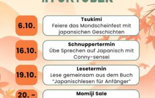 Japanischlernen im Oktober - unsere Angebote für diesen Monat auf einem Blick!