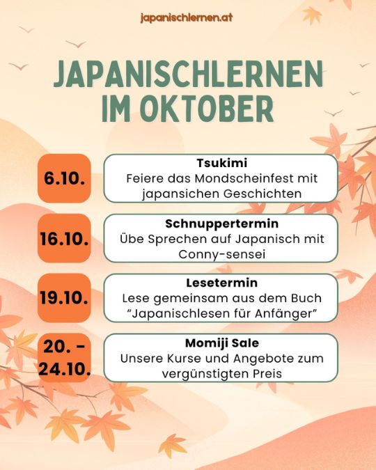 Japanischlernen im Oktober - unsere Angebote für diesen Monat auf einem Blick!