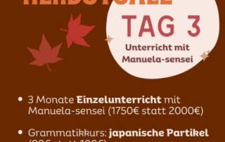 Tag 3 von unserem Momiji-Herbstsale: Dieses Angebot wartet heute auf dich! Unterricht mit Manuela-sensei!